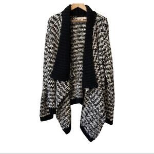 LOFT Chunky Knit Open Waterfall Cardigan Sweater Large Wool Blend